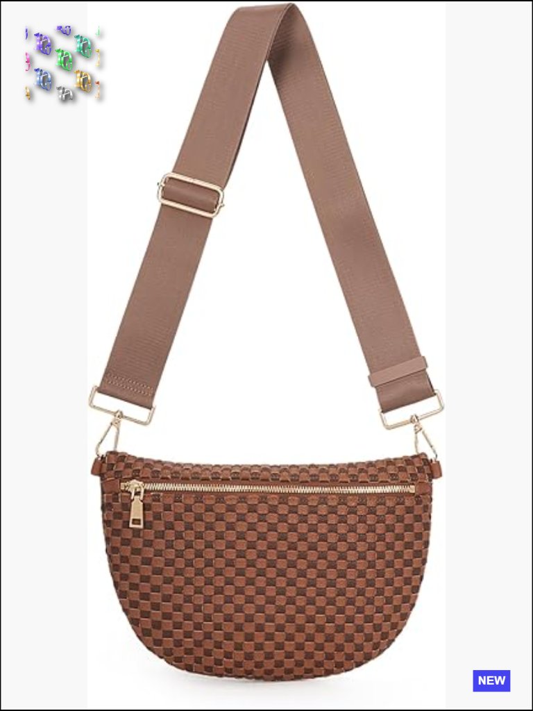 Woven Crossbody Bag Checkered Sling Bag Faux Leather Shoulder Purse Women Y2k